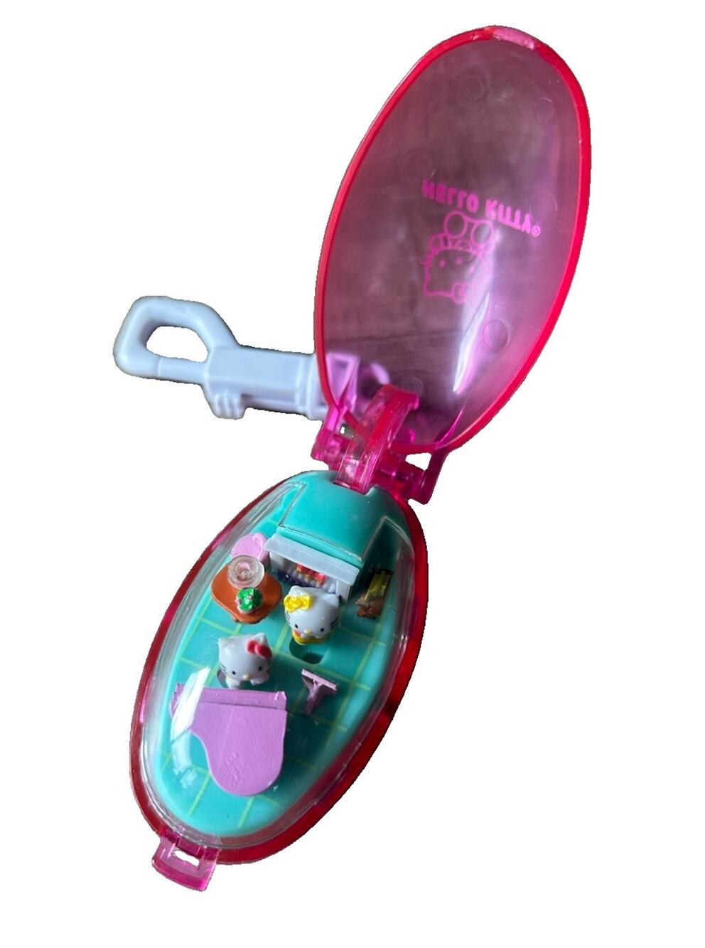 1993 Sanrio Hello Kitty Takara Pocket Critter Moving Keychain Piano Vintage